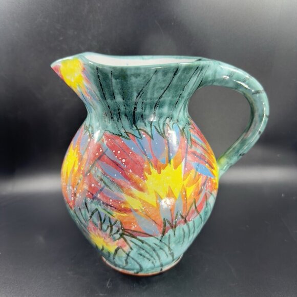 Vietri Italian RedWare Pottery Pitcher Carafe Jug Hand Painted Large Italy VTG - Picture 15 of 16